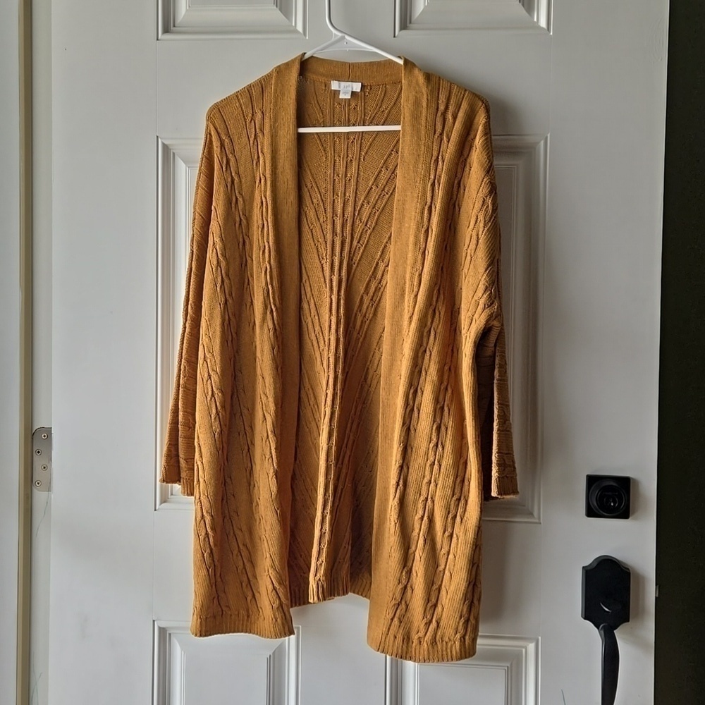 J. Jill Cable Knit Long Line Cardigan Sweater